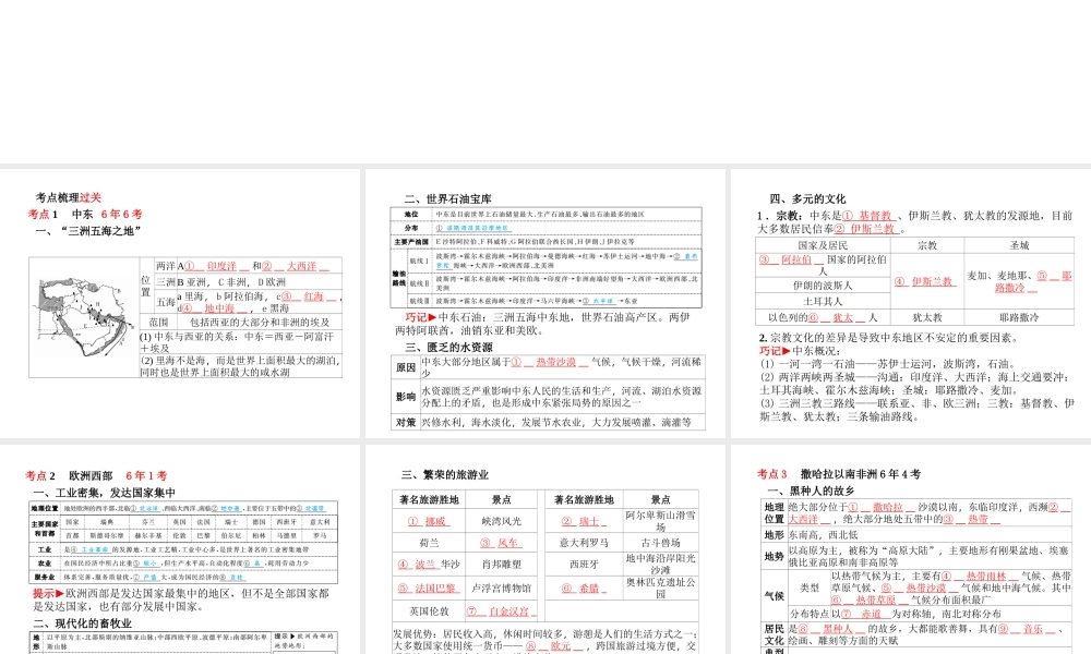 （临沂专版）中考地理 第一部分 系统复习 成绩基石 七下 第八章 东半球其他的地区和国家课件-人教版初中九年级全册地理课件