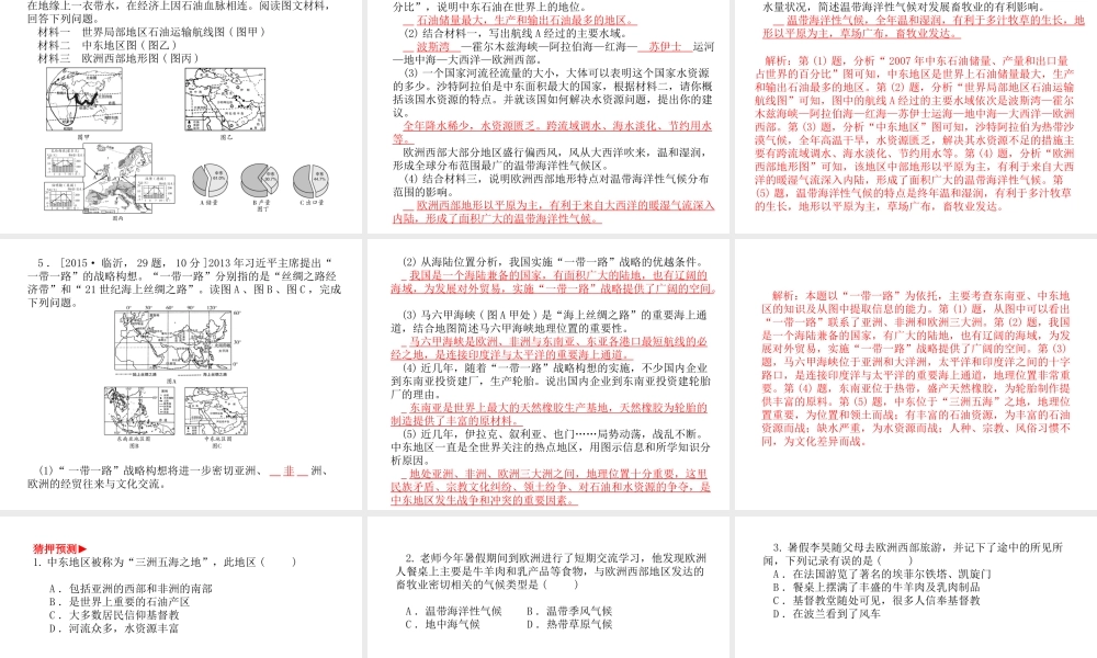 （临沂专版）中考地理 第一部分 系统复习 成绩基石 七下 第八章 东半球其他的地区和国家课件-人教版初中九年级全册地理课件