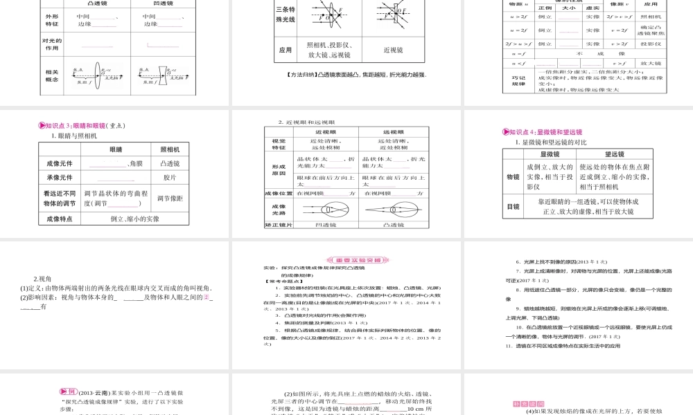 （云南专版）中考物理总复习 第5讲 透镜及其应用课件-人教版初中九年级全册物理课件