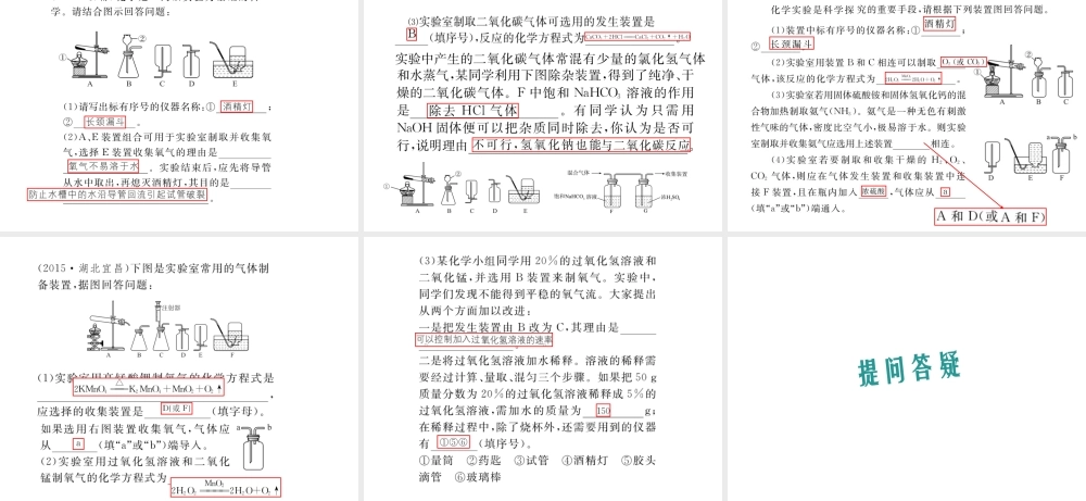 （云南专用）中考化学总复习 气体的制备课件-人教版初中九年级全册化学课件