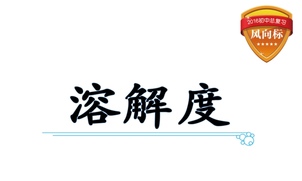（云南专用）中考化学总复习 溶解度课件-人教版初中九年级全册化学课件