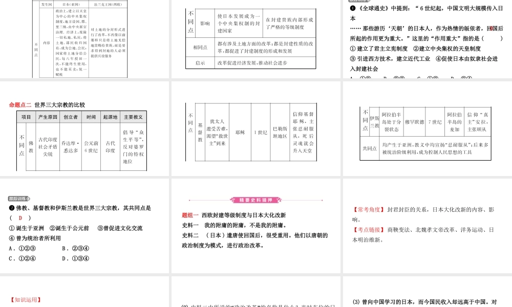 安徽省秋中考历史总复习 主题十九 封建时代的欧亚国家课件-人教版初中九年级全册历史课件