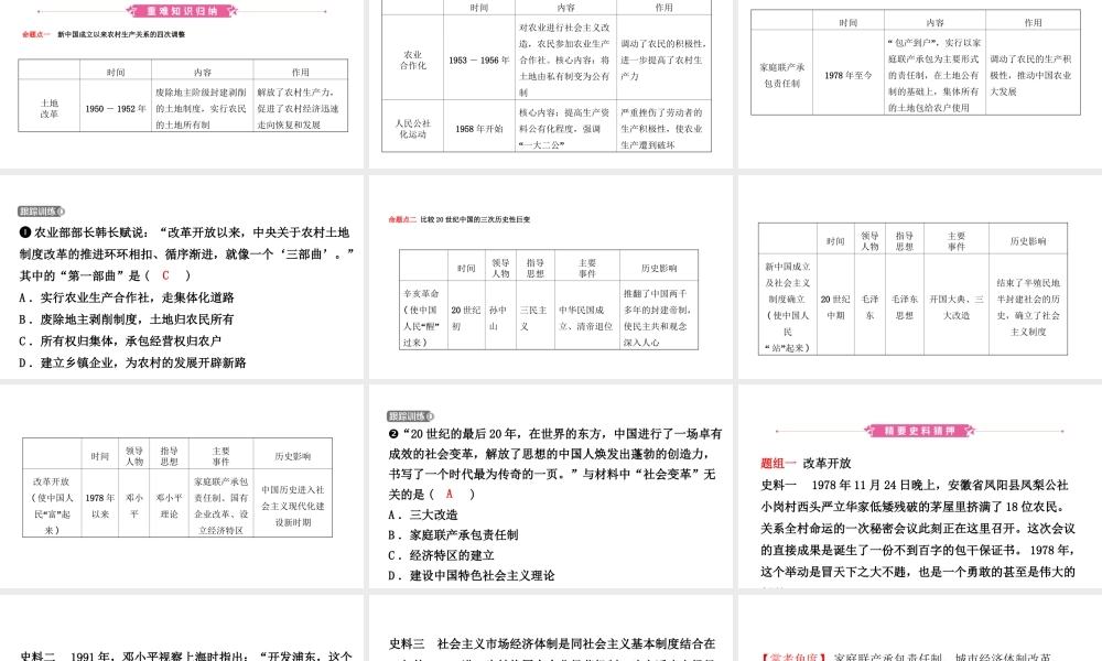 安徽省秋中考历史总复习 主题十六 中国特色社会主义道路课件-人教版初中九年级全册历史课件