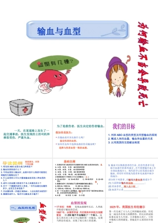 安徽省合肥市长丰县七年级生物下册 4.4.4《输血与血型》课件1 （新版）新人教版-（新版）新人教版初中七年级下册生物课件