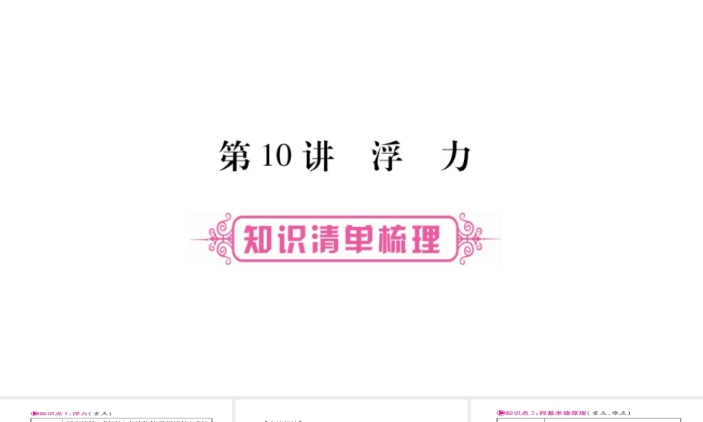 （云南专版）中考物理总复习 第10讲 浮力课件-人教版初中九年级全册物理课件