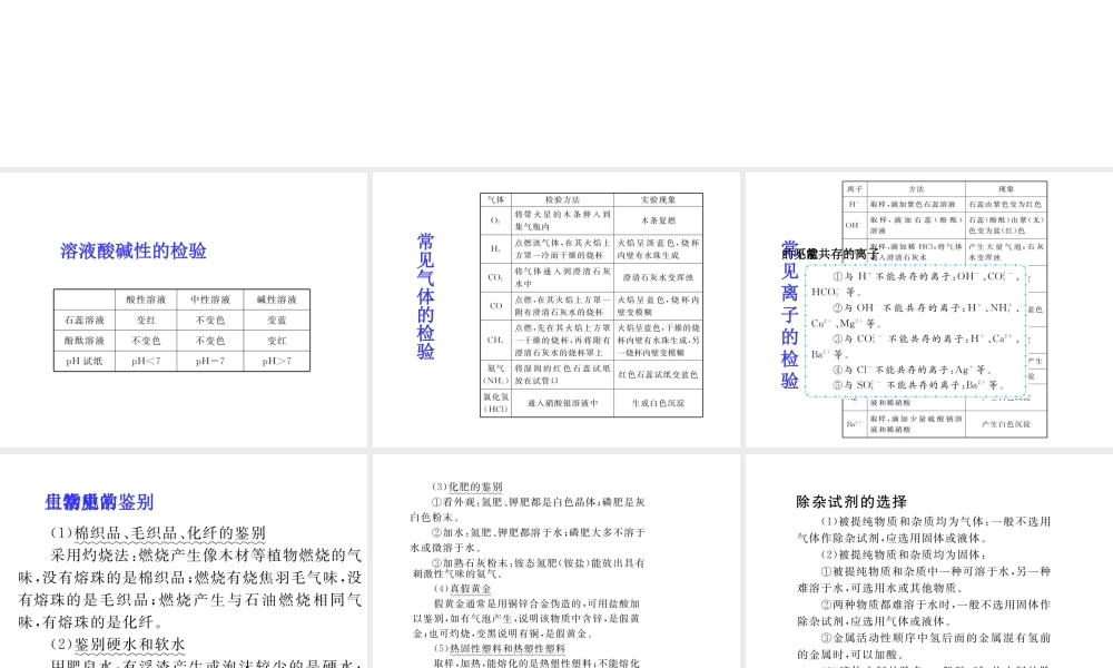 （云南专用）中考化学总复习 物质的检验课件-人教版初中九年级全册化学课件