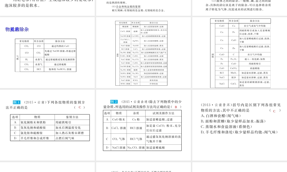 （云南专用）中考化学总复习 物质的检验课件-人教版初中九年级全册化学课件