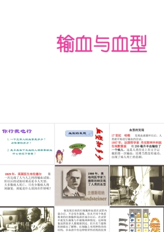 安徽省合肥市长丰县七年级生物下册 4.4.4《输血与血型》课件4 （新版）新人教版-（新版）新人教版初中七年级下册生物课件