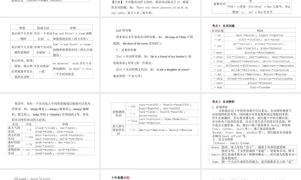 （临沂专版）中考英语总复习 第二部分 专项语法 高效突破 专项1 名词课件-人教版初中九年级全册英语课件