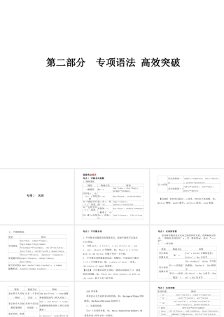 （临沂专版）中考英语总复习 第二部分 专项语法 高效突破 专项1 名词课件-人教版初中九年级全册英语课件