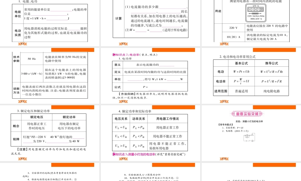 （云南专版）中考物理总复习 第18讲 电功 电功率课件-人教版初中九年级全册物理课件