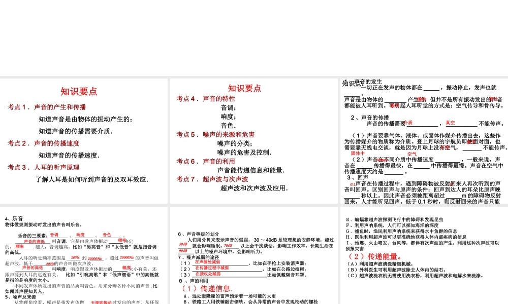 安徽省桐城市八年级物理上册 第2章 声现象复习课件 （新版）新人教版-（新版）新人教版初中八年级上册物理课件