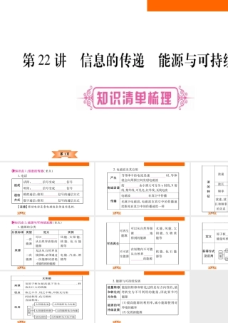 （云南专版）中考物理总复习 第22讲 信息的传递 能源与可持续发展课件-人教版初中九年级全册物理课件