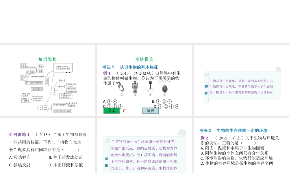 （云南专用）中考生物总复习 专题五 生物的生存环境生态系统和生物圈课件-人教级全册生物课件