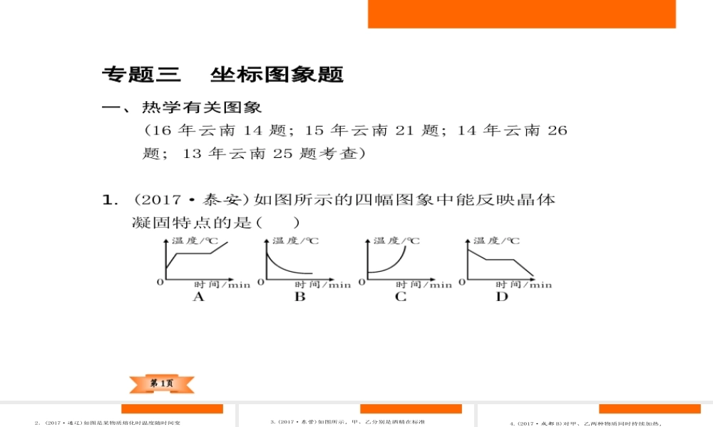 （云南专版）中考物理总复习 专题突破3 坐标图象题课件-人教版初中九年级全册物理课件