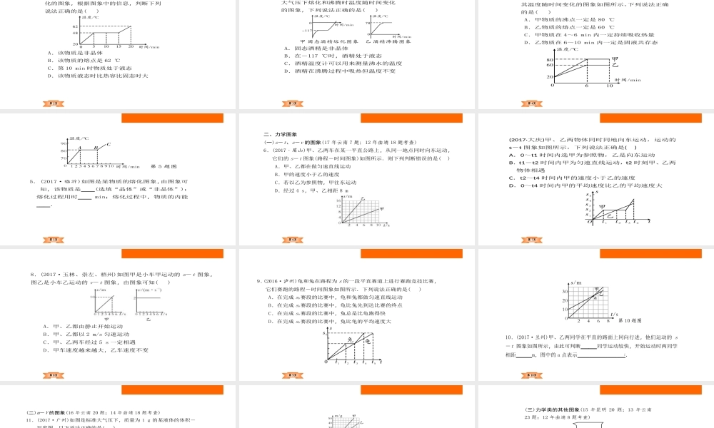 （云南专版）中考物理总复习 专题突破3 坐标图象题课件-人教版初中九年级全册物理课件