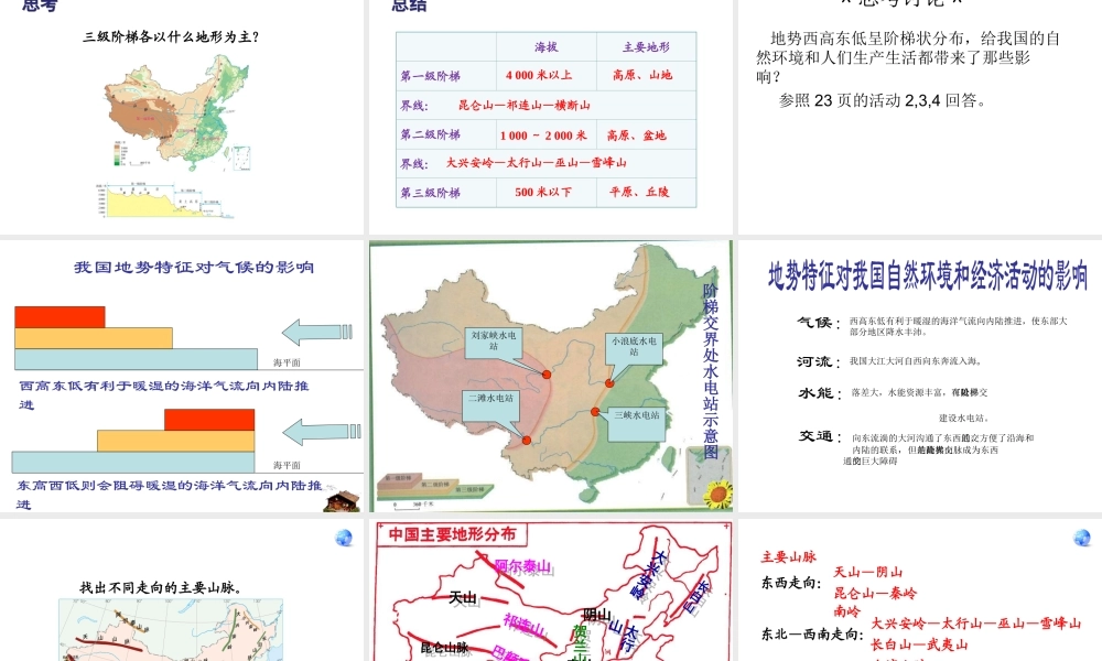 安徽省太和县北城中心校八年级地理上册 第二章 第一节 地形和地势之地势课件 新人教版-新人教版初中八年级上册地理课件