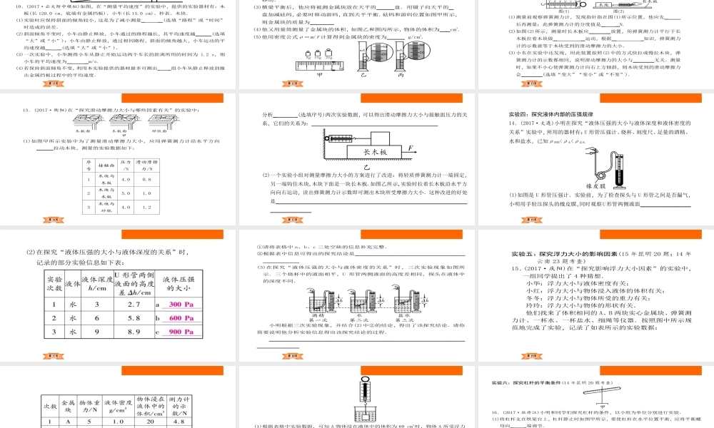 （云南专版）中考物理总复习 专题突破5 实验与探究题课件-人教版初中九年级全册物理课件