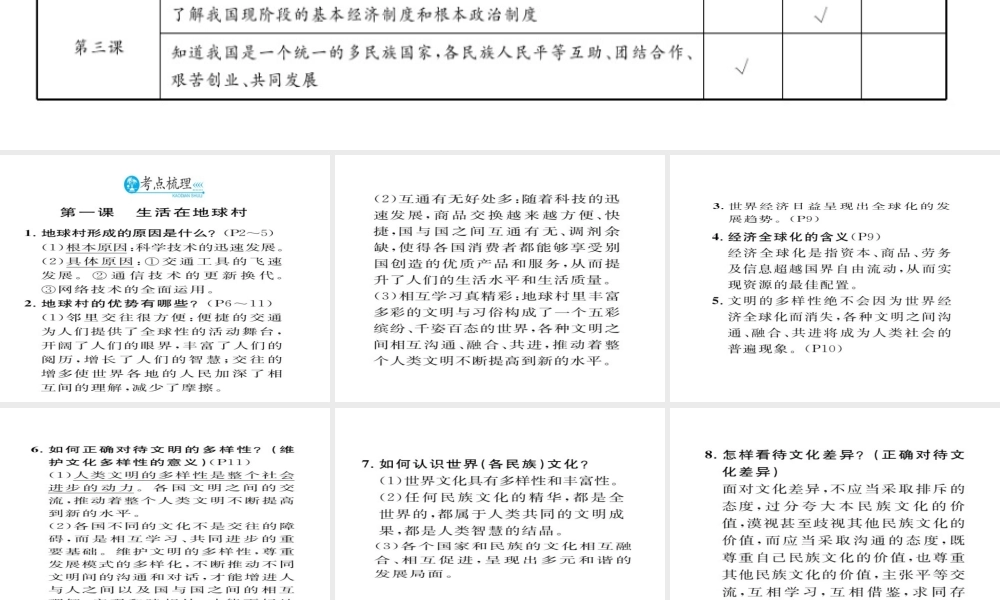 （云南专用）中考政治总复习 九年级 第一单元 世界大舞台（考点链接考点梳理考法探究）课件 人民版-人民版初中九年级全册政治课件