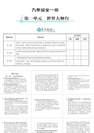 （云南专用）中考政治总复习 九年级 第一单元 世界大舞台（考点链接考点梳理考法探究）课件 人民版-人民版初中九年级全册政治课件