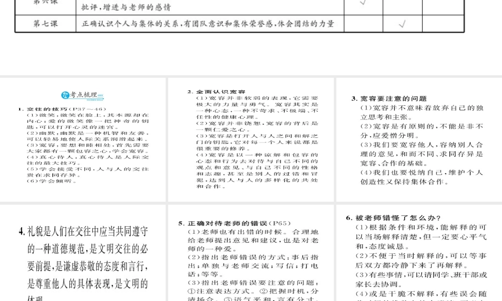 （云南专用）中考政治总复习 七上 第二单元 生活中有你（考点链接考点梳理考法探究）课件 人民版-人民版初中九年级全册政治课件