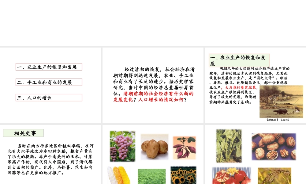 （2016年秋季版）七年级历史下册 第18课 清朝前期社会经济的发展课件 北京课改版