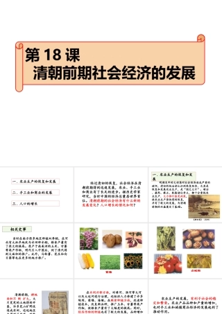 （2016年秋季版）七年级历史下册 第18课 清朝前期社会经济的发展课件 北京课改版