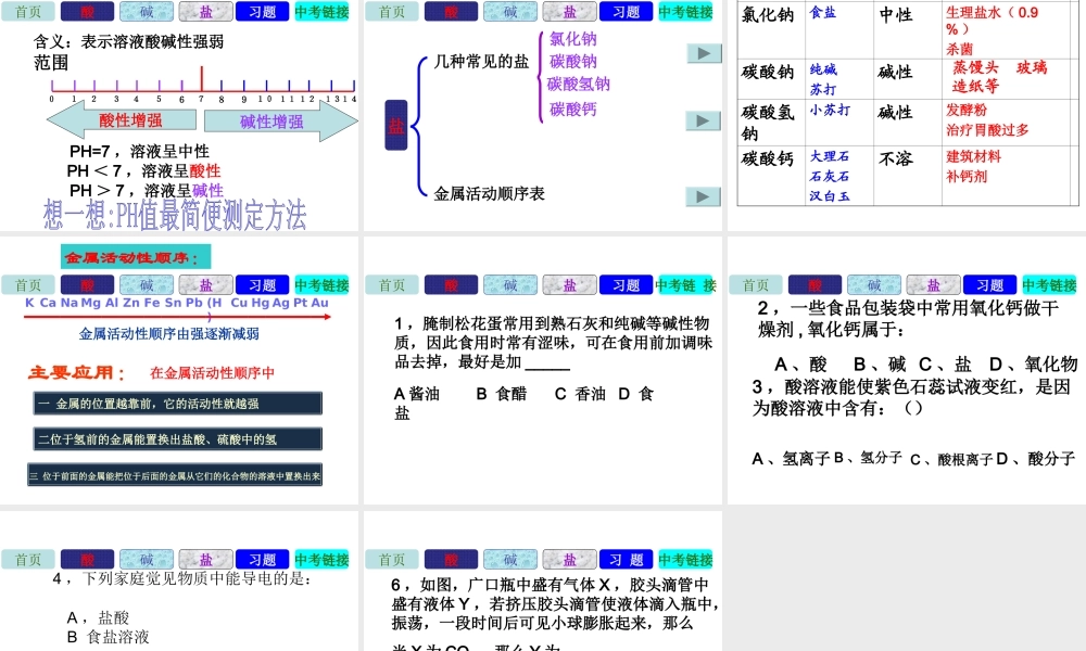安徽省宿州市萧县刘套中学九年级化学下册《第七章 酸、碱、盐》复习课件 新人教版