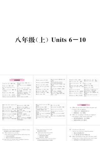 （云南专版）中考英语特训复习 第1编 教材知识梳理篇 八上 Units 6-10课件-人教版初中九年级全册英语课件