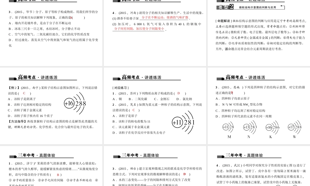 （全国版）中考化学 考点聚焦 第5讲 分子、原子和离子课件-人教版初中九年级全册化学课件