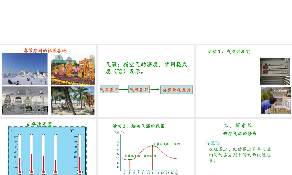 安徽省宣城市第十二中学七年级地理上册 4.2 气温和降水（第1课时）课件 湘教版