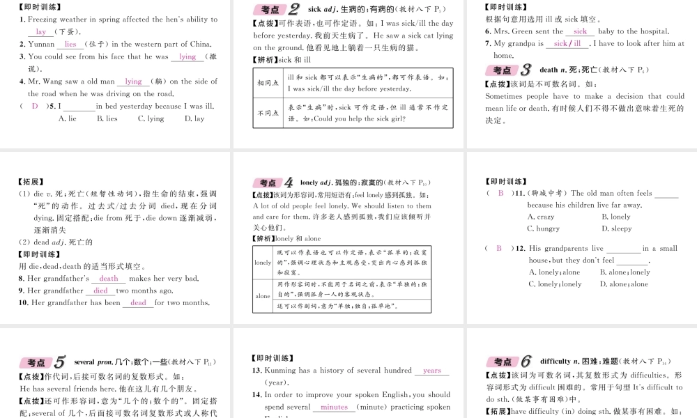 （云南专版）中考英语特训复习 第1编 教材知识梳理篇 八下 Units 1-2课件-人教版初中九年级全册英语课件