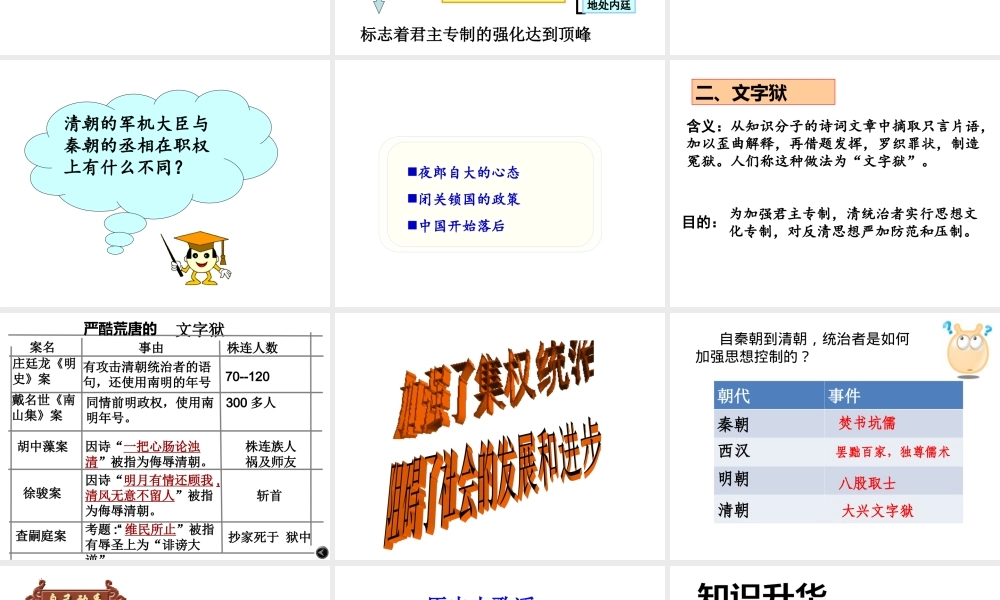 （2016年秋季版）七年级历史下册 第19课 清朝专制统治的强化课件 北京课改版