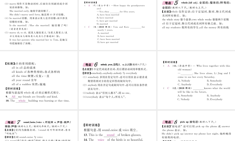 （云南专版）中考英语特训复习 第1编 教材知识梳理篇 八下 Units 5-6课件-人教版初中九年级全册英语课件
