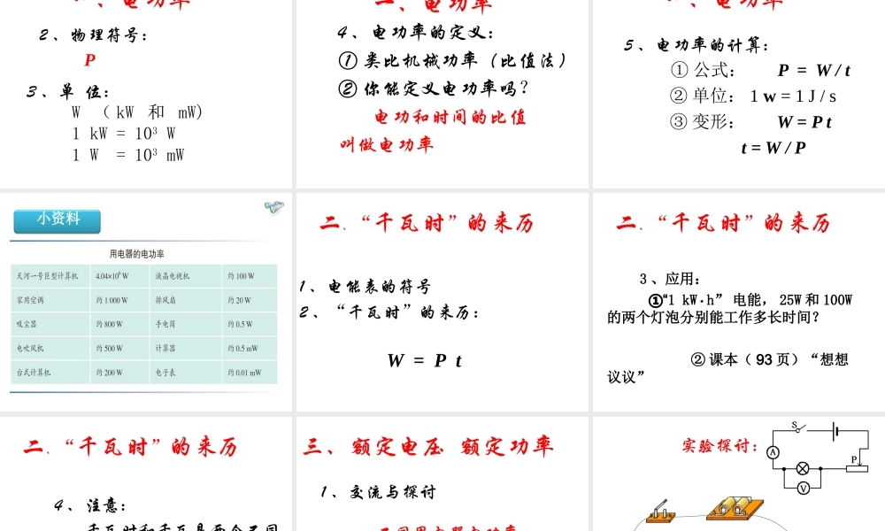 安徽省岳西县中考物理 电功率复习课件-人教版初中九年级全册物理课件