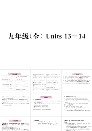 （云南专版）中考英语特训复习 第1编 教材知识梳理篇 九全 Units 13-14课件-人教版初中九年级全册英语课件