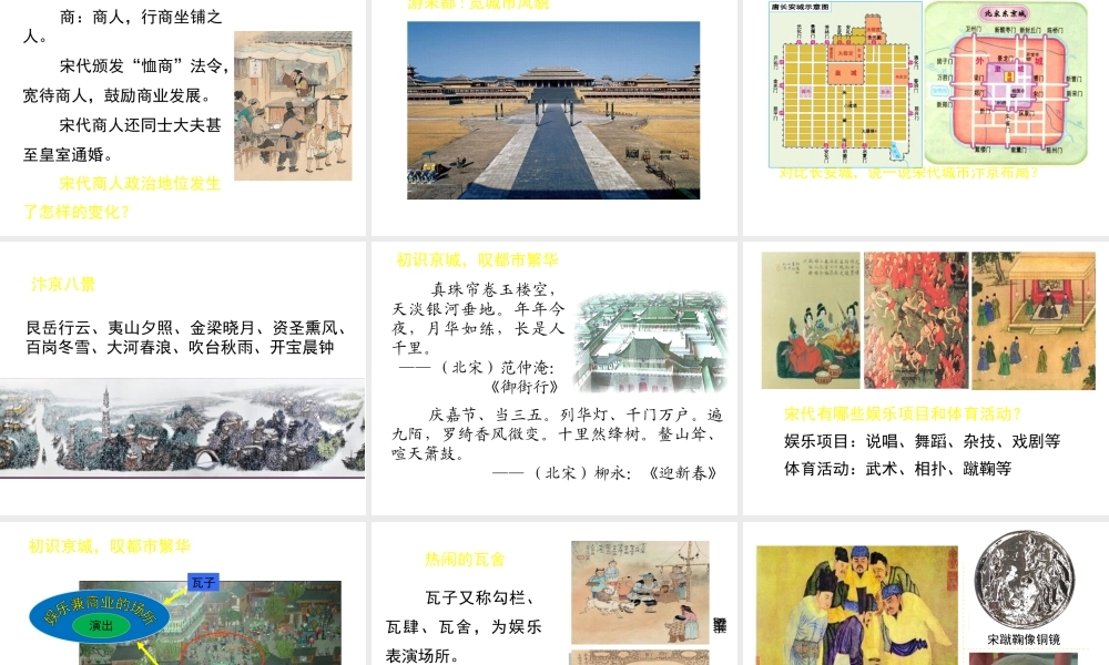 （2016年秋季版）七年级历史下册 第二单元 第11课 城市风貌与社会生活课件 北师大版