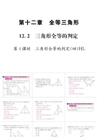 （云南专级数学上册 12.2 三角形全等的判定 第4课时 三角形全等的判定（四）HL作业课件 （新版）新人教版-（新版）新人教级上册数学课件