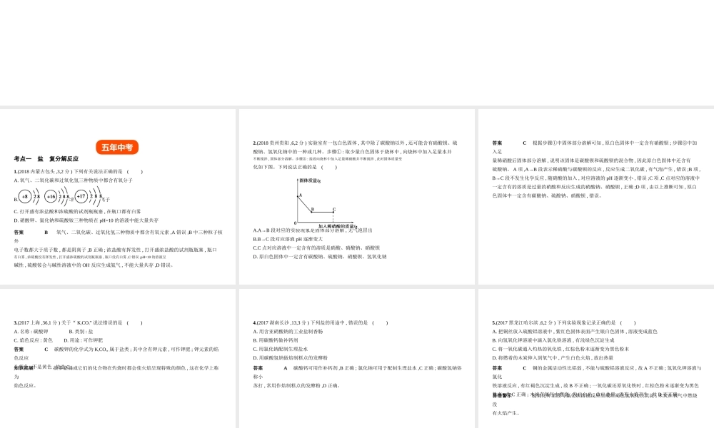 （全国版）中考化学复习 专题六 盐 化学肥料（试卷部分）课件-人教版初中九年级全册化学课件