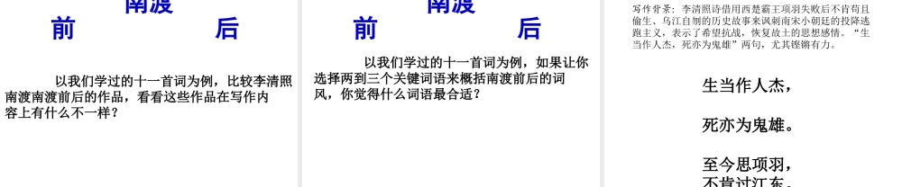 （2016年秋季版）七年级历史下册 第二单元 第14课 宋词和元曲 李清照经典词选课件 北师大版