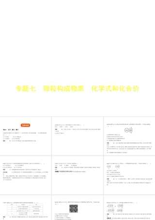 （全国版）中考化学复习 专题七 微粒构成物质 化学式和化合价（试卷部分）课件-人教版初中九年级全册化学课件