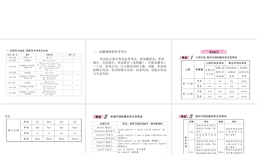 （云南专版）中考英语特训复习 第2编 语法专题突破篇 专题2 代词课件-人教版初中九年级全册英语课件