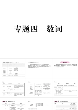 （云南专版）中考英语特训复习 第2编 语法专题突破篇 专题4 数词课件-人教版初中九年级全册英语课件