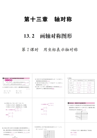 （云南专级数学上册 13.2 画轴对称图形 第2课时 用坐标表示轴对称作业课件 （新版）新人教版-（新版）新人教级上册数学课件
