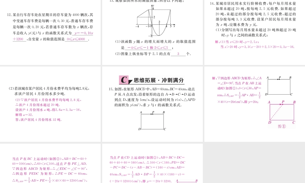 安级数学下册 第19章 一次函数 19.1.2 函数的图象 第2课时 函数的表示方法练习课件 （新版）新人教版-（新版）新人教级下册数学课件