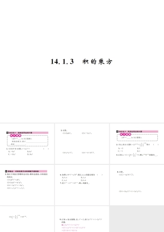 （云南专级数学上册 第十四章 整式的乘法与因式分解 14.1 整式的乘法 14.1.3 积的乘方作业课件 （新版）新人教版-（新版）新人教级上册数学课件