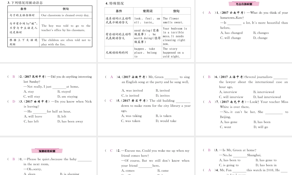 （云南专版）中考英语特训复习 第2编 语法专题突破篇 专题13 时态语态课件-人教版初中九年级全册英语课件