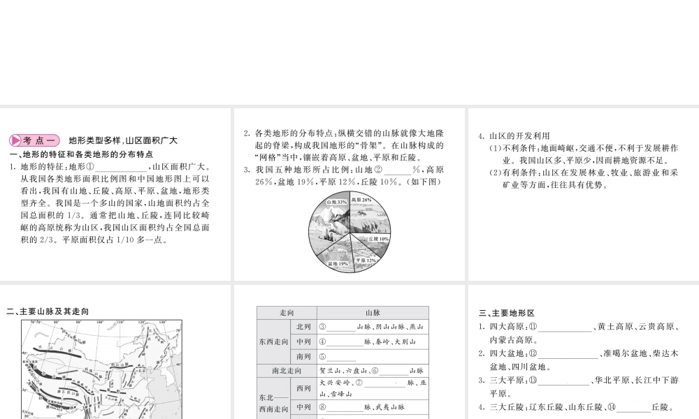 （人教版通用）中考地理一轮复习 八上 第二章 中国的自然环境（第1课时 地形与地势）知识梳理课件-人教版初中九年级全册地理课件