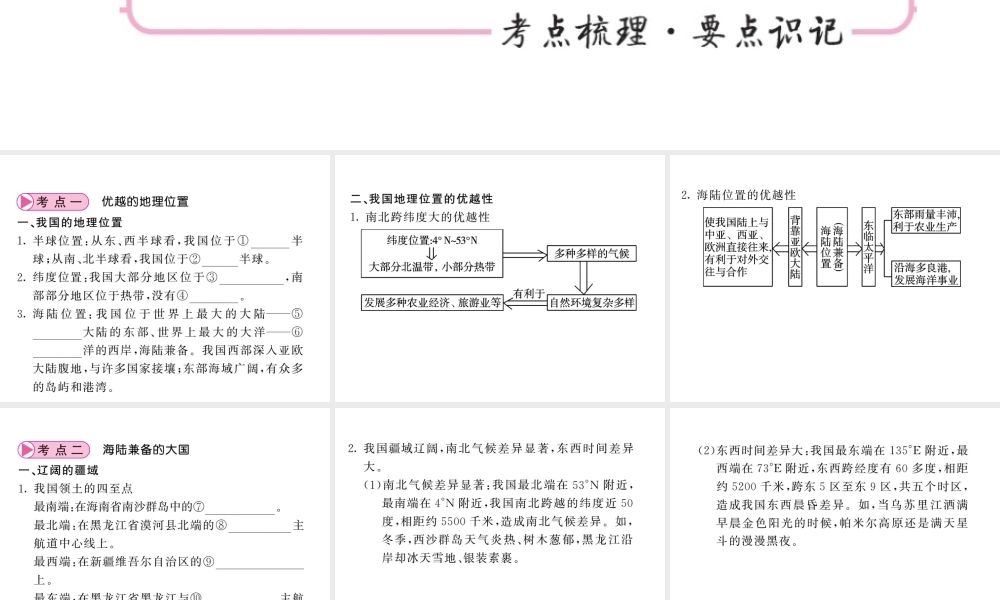 （人教版通用）中考地理一轮复习 八上 第一章 从世界看中国（第1课时 疆域）知识梳理课件-人教版初中九年级全册地理课件