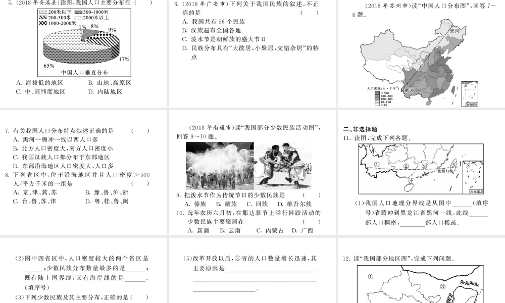 （人教版通用）中考地理一轮复习 八上 第一章 从世界看中国（第2课时 人口与民族）知识梳理课件-人教版初中九年级全册地理课件